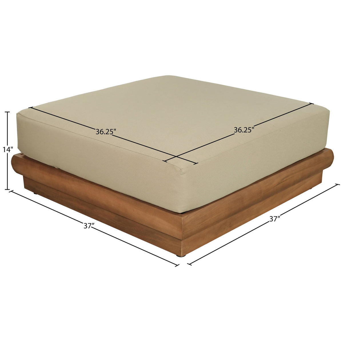 Mirella Tan Water Resistant Fabric Upholstered Outdoor Patio Modular Ottoman