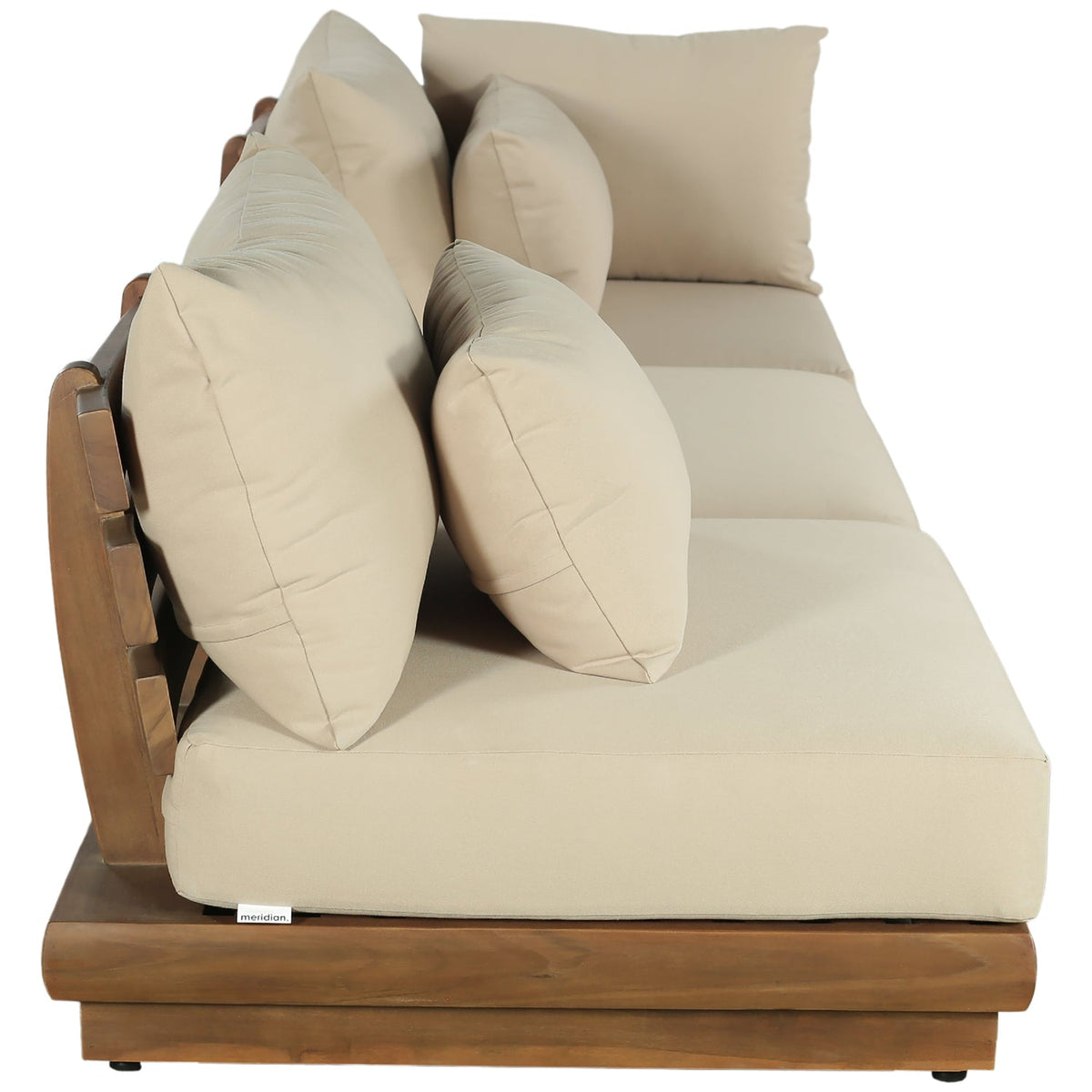 Mirella 112in Tan Water Resistant Fabric Upholstered 3 Piece Outdoor Patio Modular Sofa