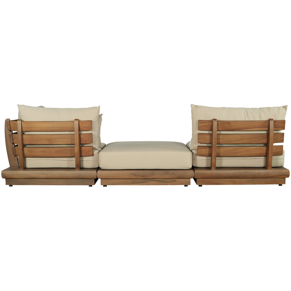 Mirella 112in Tan Water Resistant Fabric Upholstered 3 Piece Outdoor Patio Modular Sofa