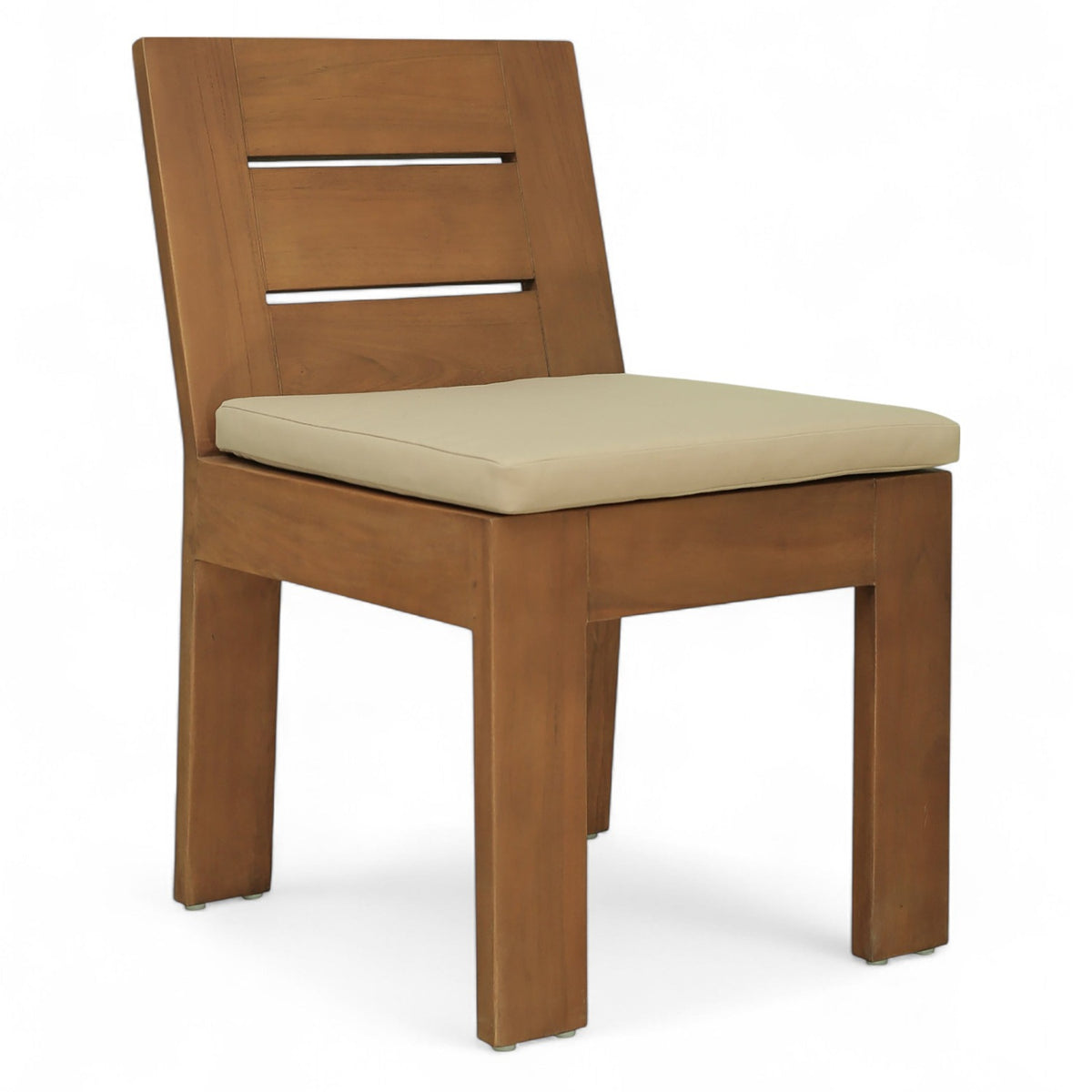 Mirella Tan Water Resistant Fabric Upholstered Outdoor Patio Dining Side Chair in tan, primary product view