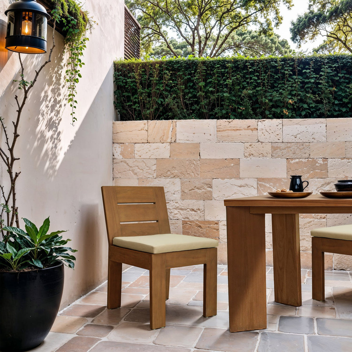 Mirella Tan Water Resistant Fabric Upholstered Outdoor Patio Dining Side Chair