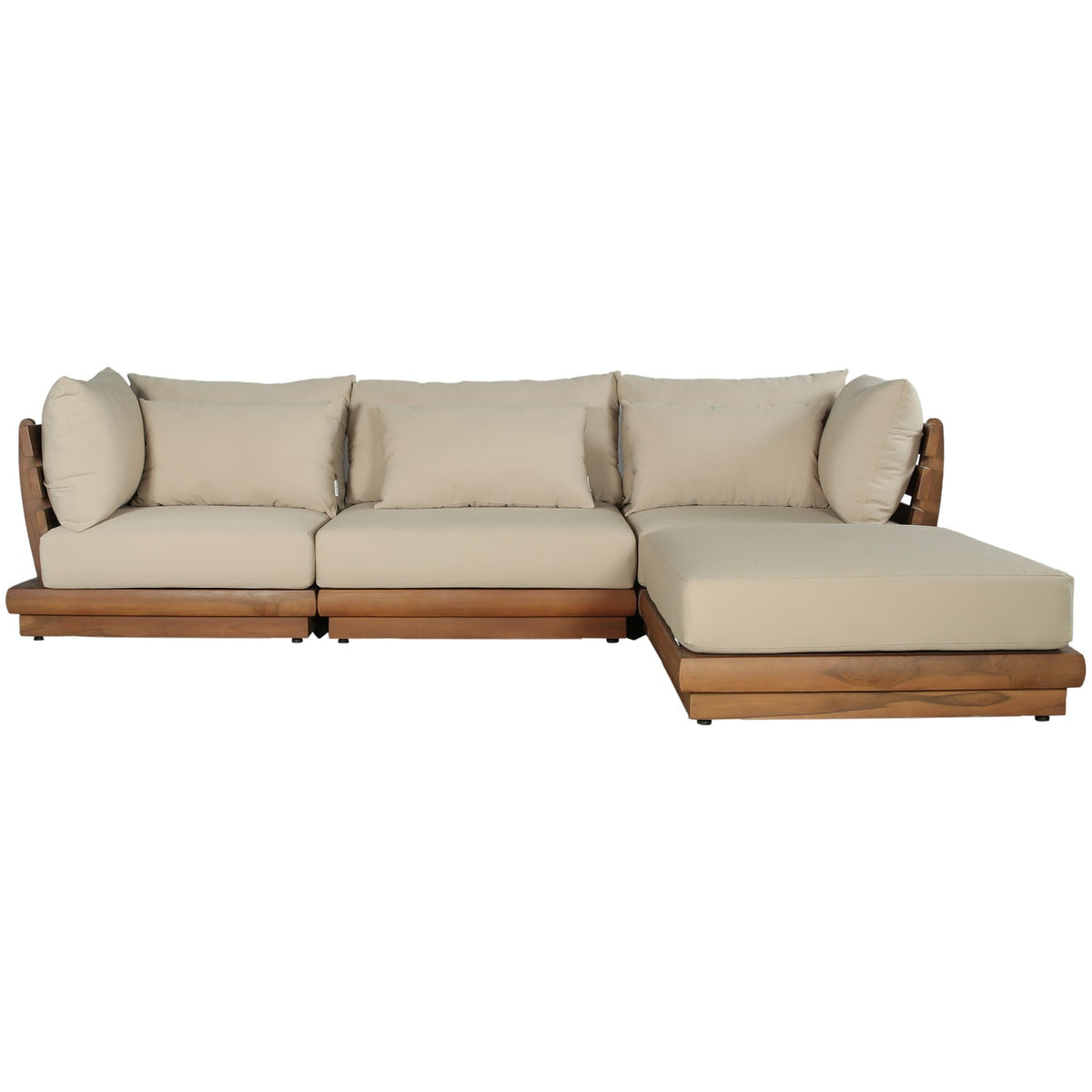 Mirella 113in Tan Water Resistant Fabric Upholstered 4 Piece Outdoor Patio Modular Sectional Sofa