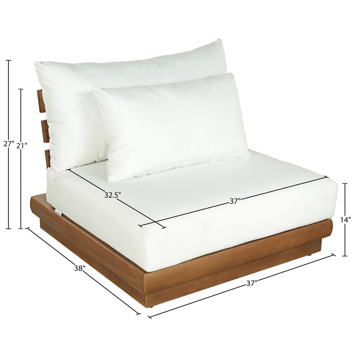 Mirella Off-White Water Resistant Fabric Upholstered Outdoor Patio Modular Armless Chair