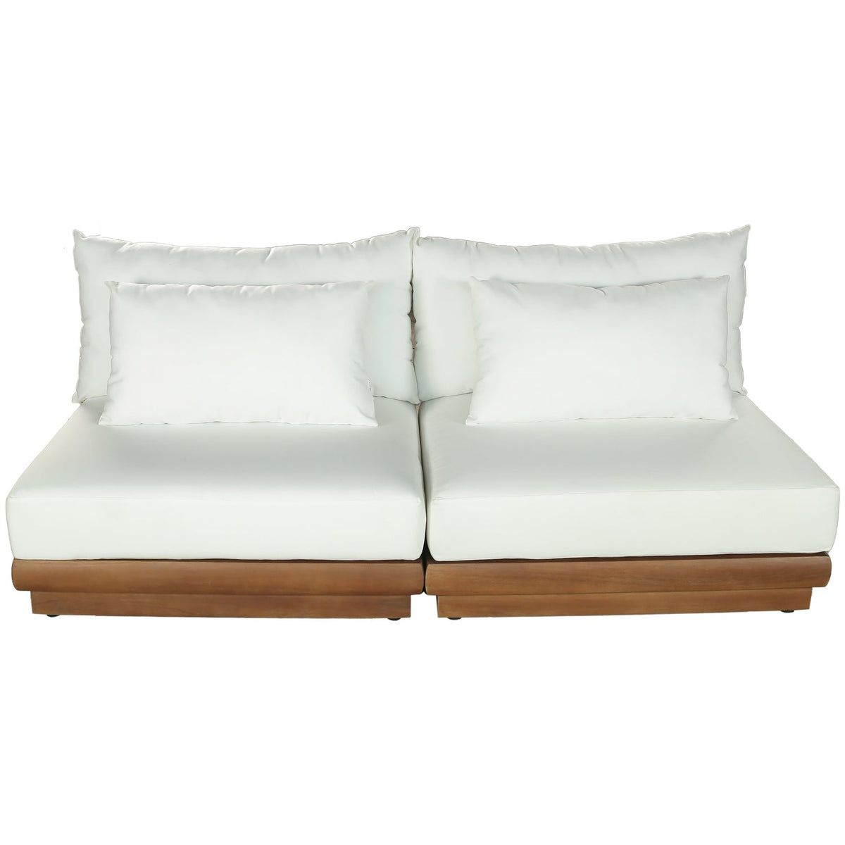 Mirella 74in Off-White Water Resistant Fabric Upholstered 2 Piece Outdoor Patio Modular Sofa