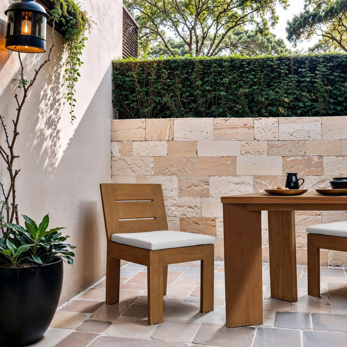 Mirella Off-White Water Resistant Fabric Upholstered Outdoor Patio Dining Side Chair