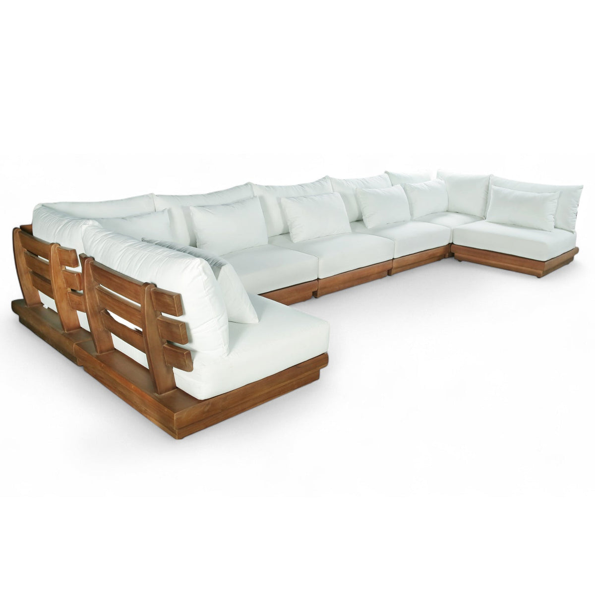 Mirella 187" Off-White Water Resistant Fabric Upholstered 7pc. Outdoor Patio Modular Sectional, primary product view