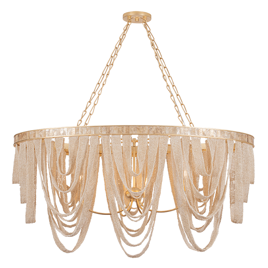 Corbett Lighting Santorini Linear Chandelier in Vintage Gold Leaf, primary product view