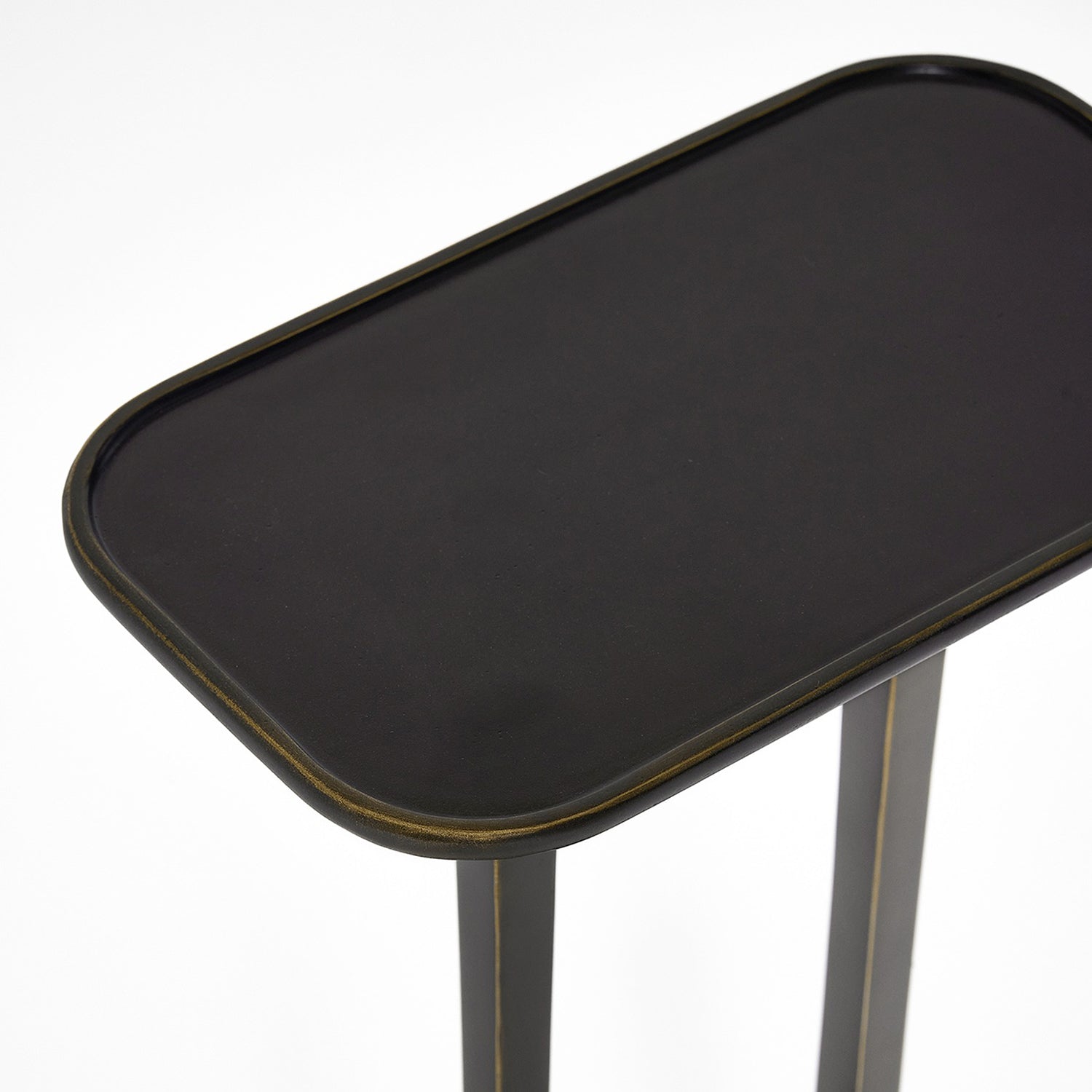 Interlude Home Axel Deep Bronze Drink Table shown to scale in a space