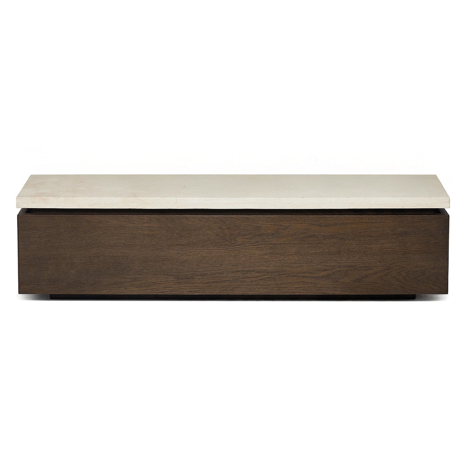 Branford Mocha Rectangle Cocktail Table in oak Mocha finish, side profile view