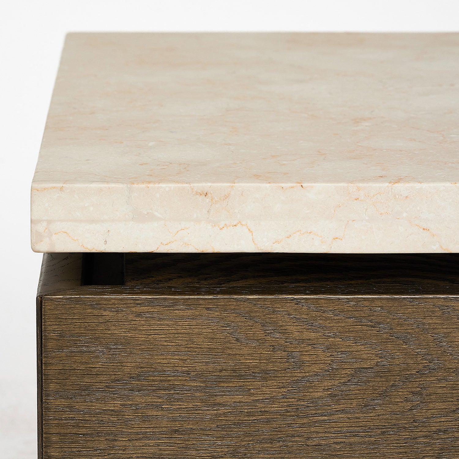Branford Mocha Rectangle Cocktail Table in oak Mocha finish, shown to scale