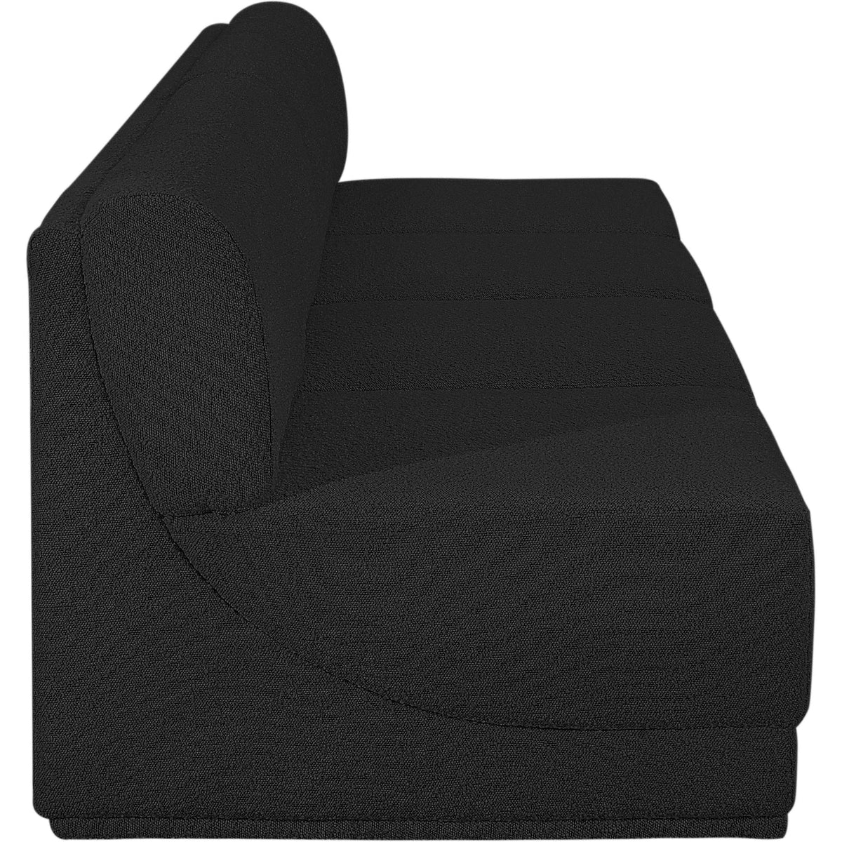 Ollie 120in Black Boucle Fabric Upholstered 4 Piece Armless Modular Sofa