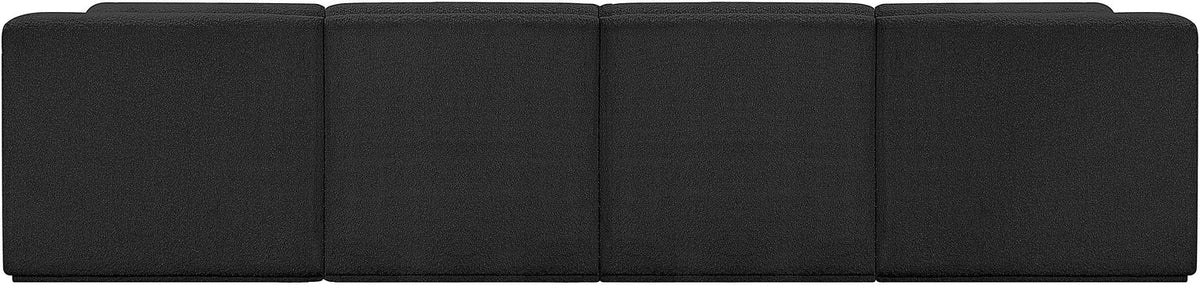 Ollie 128in Black Boucle Fabric Upholstered 4 Piece. Modular Sofa