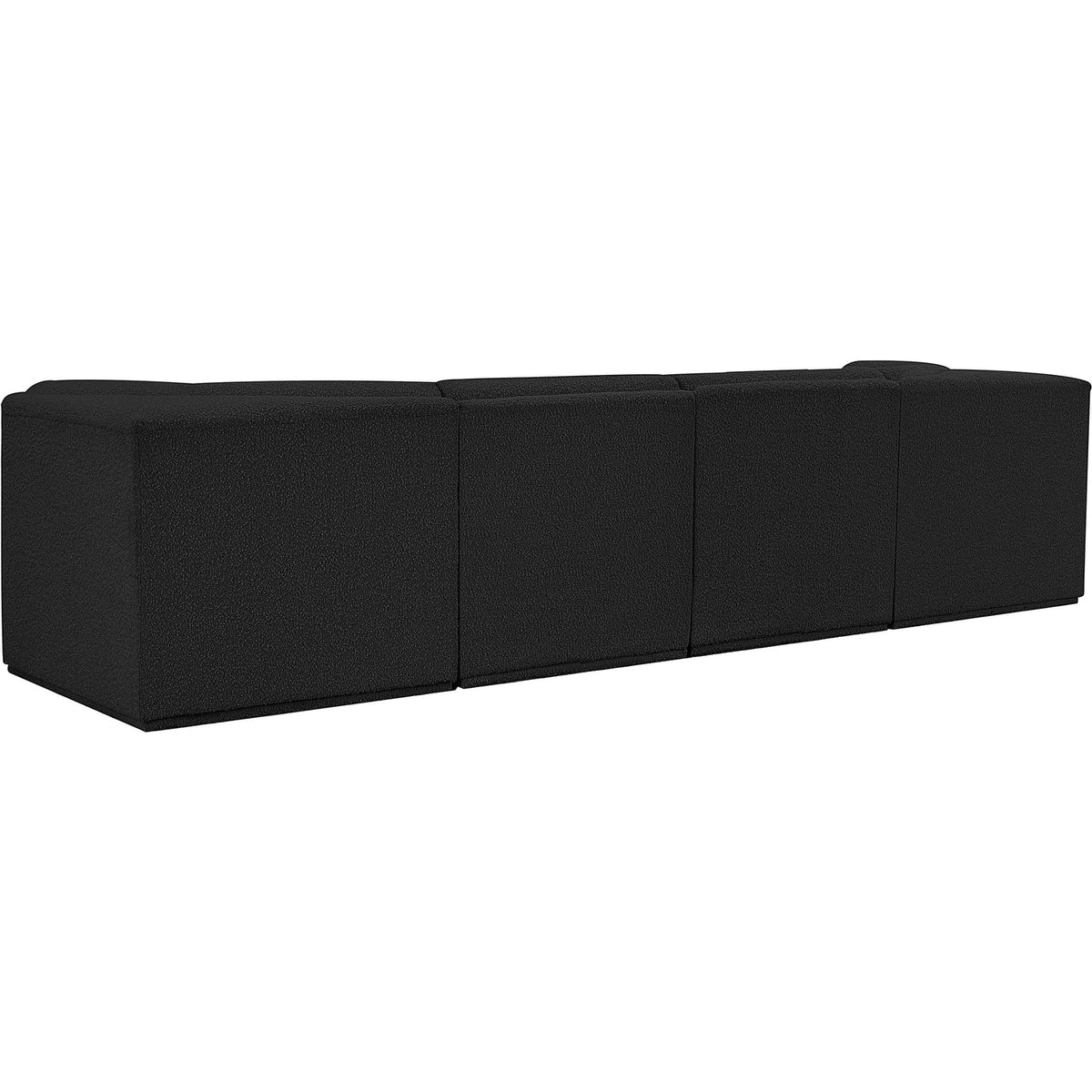 Ollie 128in Black Boucle Fabric Upholstered 4 Piece. Modular Sofa
