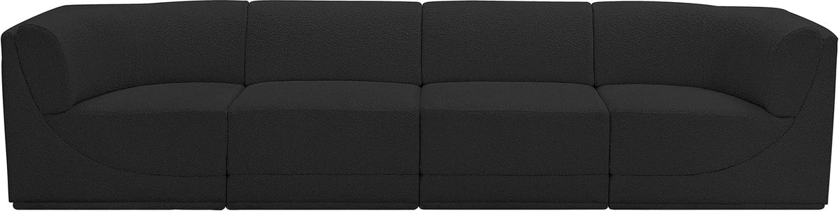 Ollie 128in Black Boucle Fabric Upholstered 4 Piece. Modular Sofa
