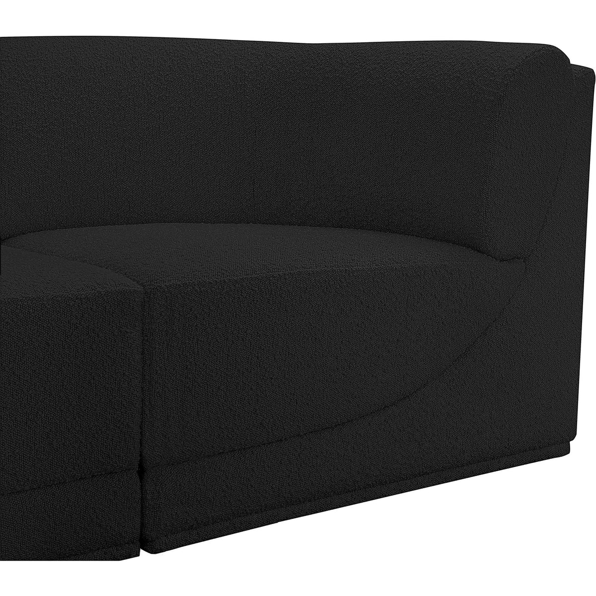 Ollie 128in Black Boucle Fabric Upholstered 4 Piece. Modular Sofa