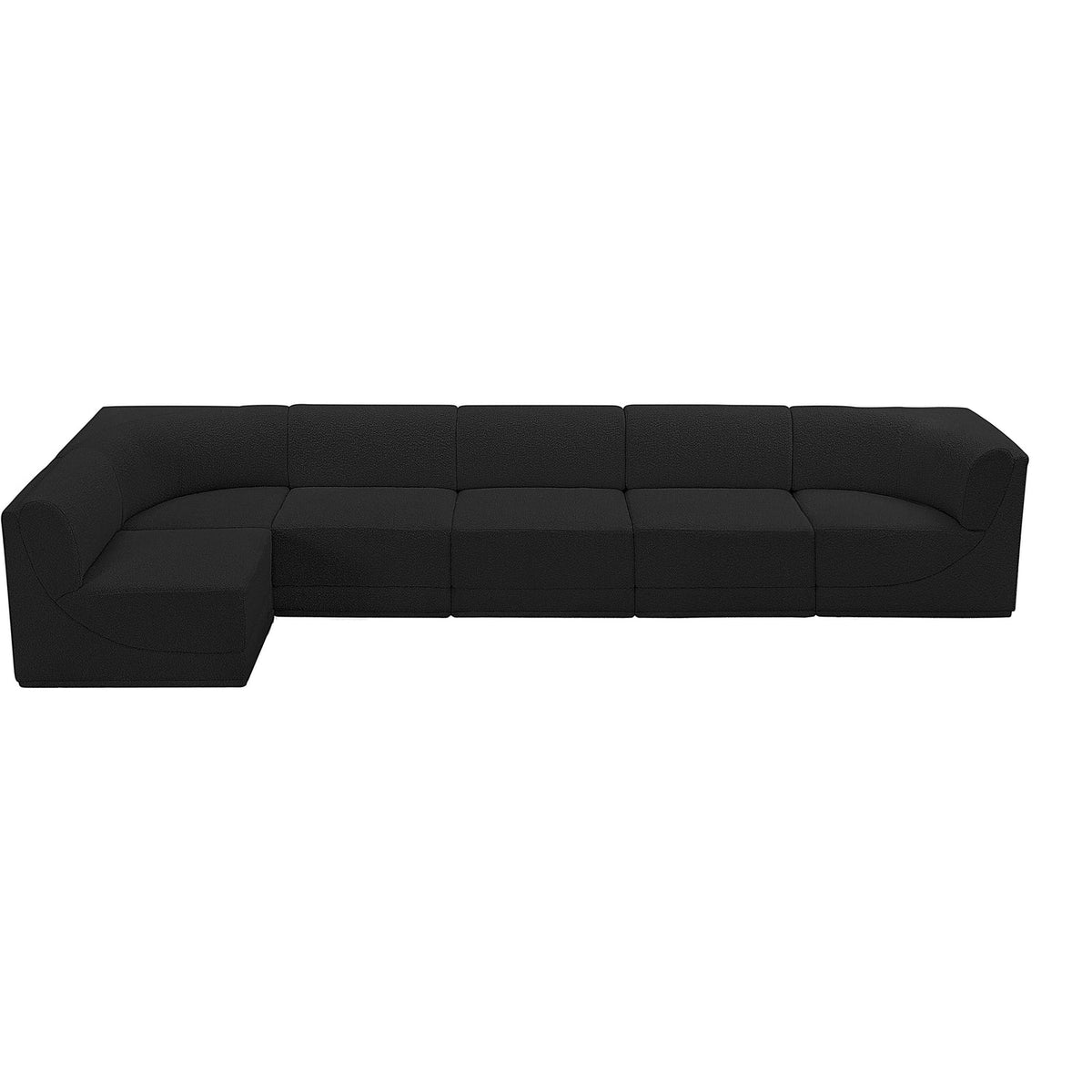 Ollie 158in Black Boucle Fabric Upholstered 6 Piece Modular Sectional Sofa