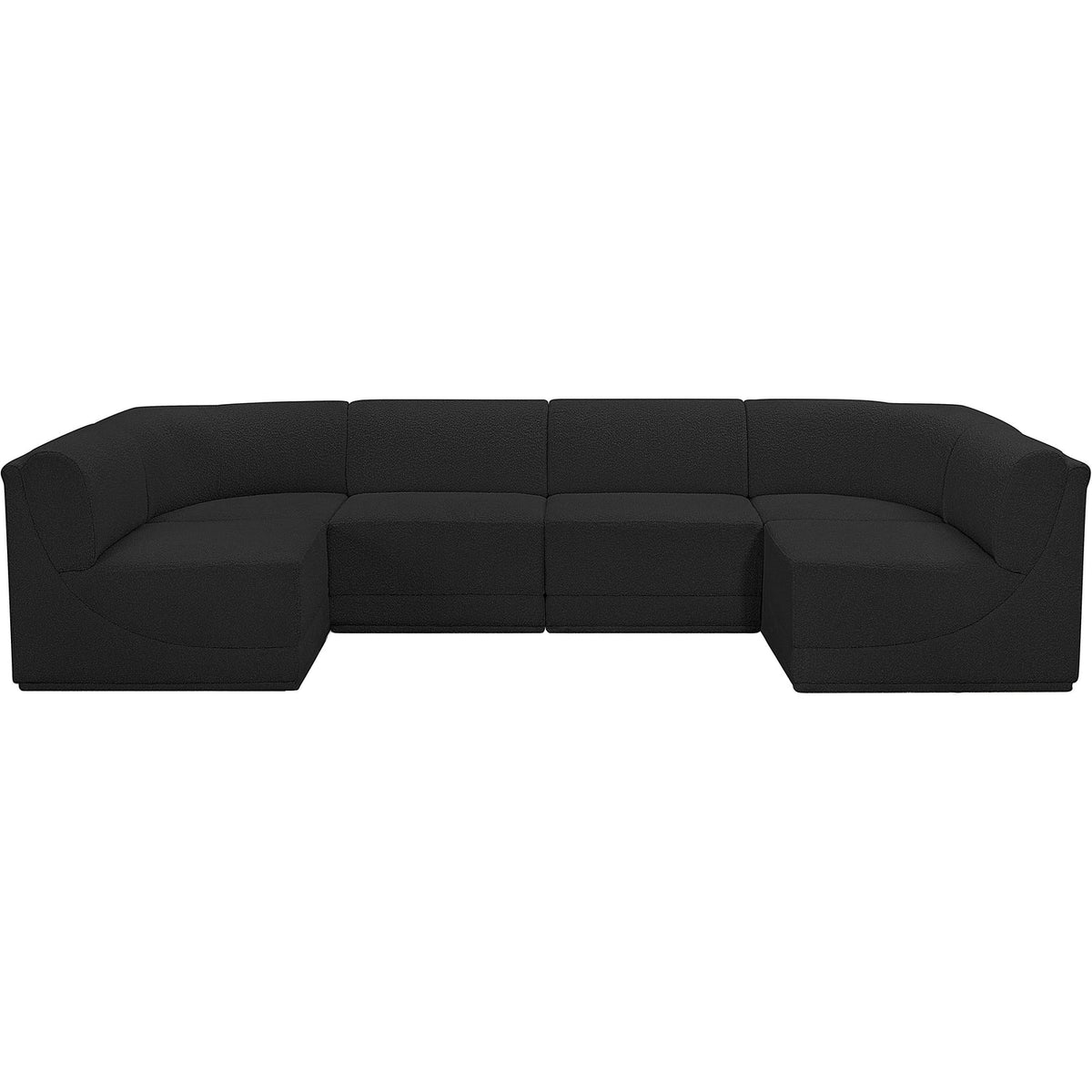Ollie 128in Black Boucle Fabric Upholstered 6 Piece Modular Sectional Sofa