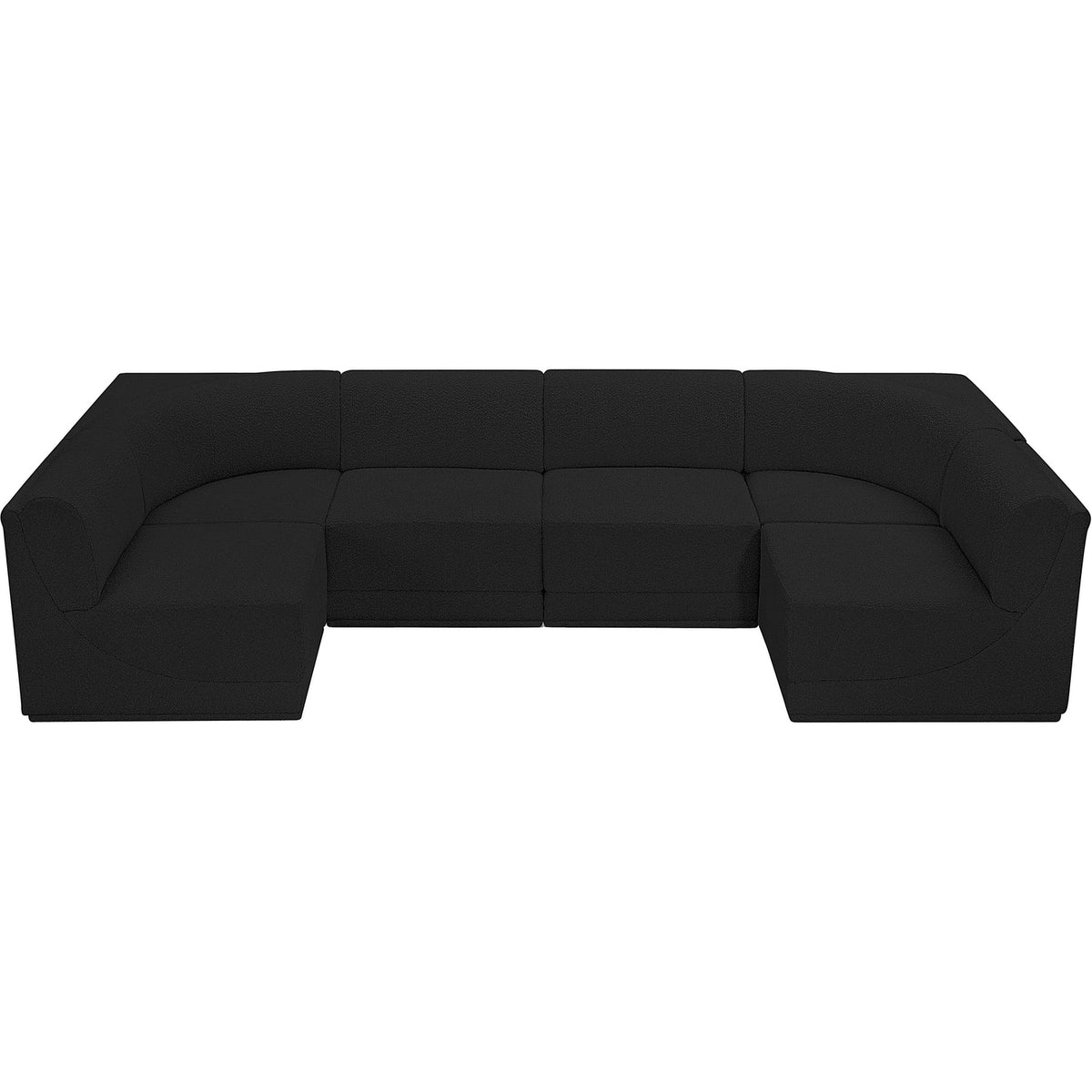 Ollie 128in Black Boucle Fabric Upholstered 6 Piece Modular Sectional Sofa