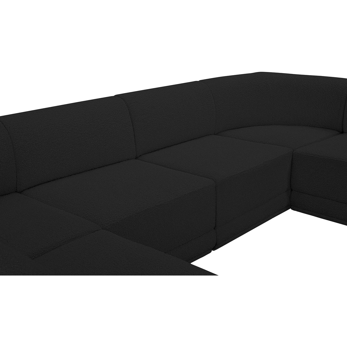 Ollie 128in Black Boucle Fabric Upholstered 6 Piece Modular Sectional Sofa
