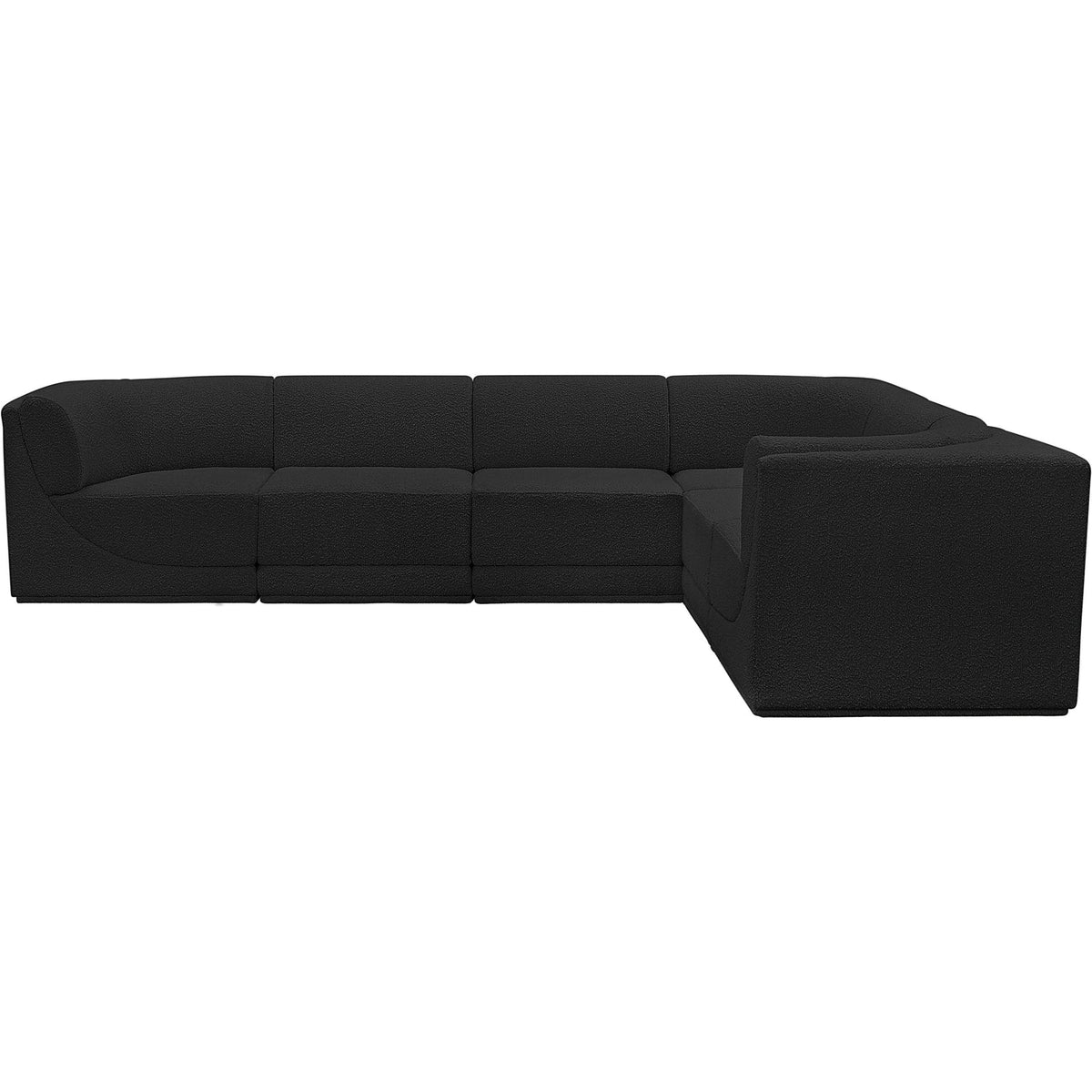 Ollie 128in Black Boucle Fabric Upholstered 6 Piece Modular Sectional Sofa