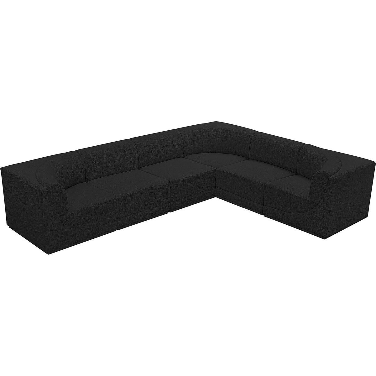 Ollie 128in Black Boucle Fabric Upholstered 6 Piece Modular Sectional Sofa