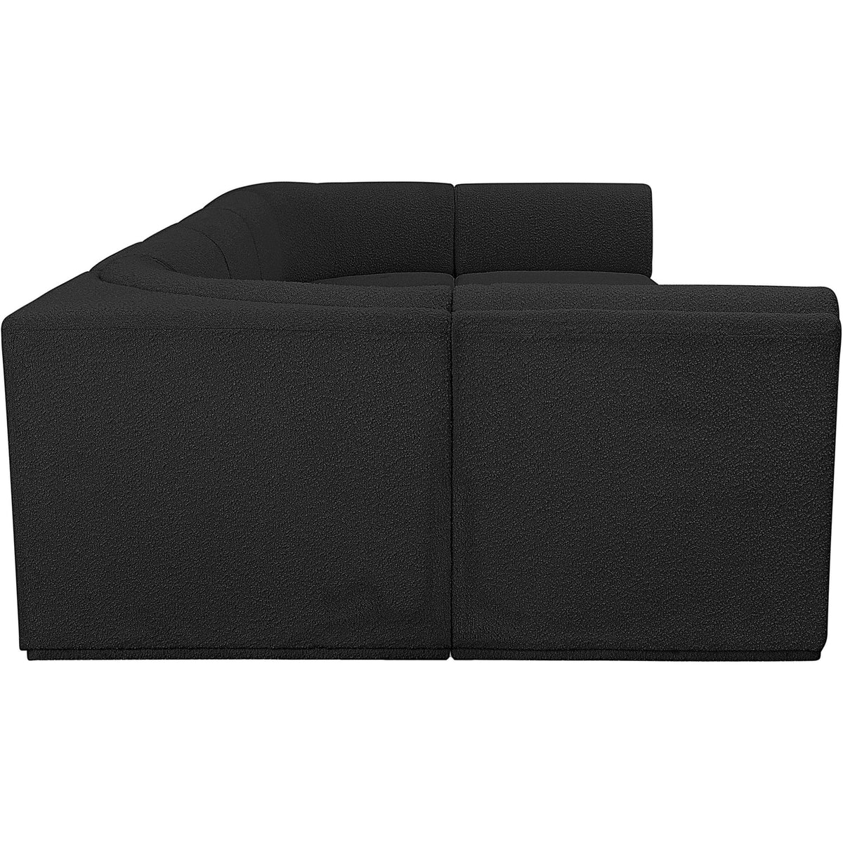 Ollie 158in Black Boucle Fabric Upholstered 7 Piece Modular Sectional Sofa