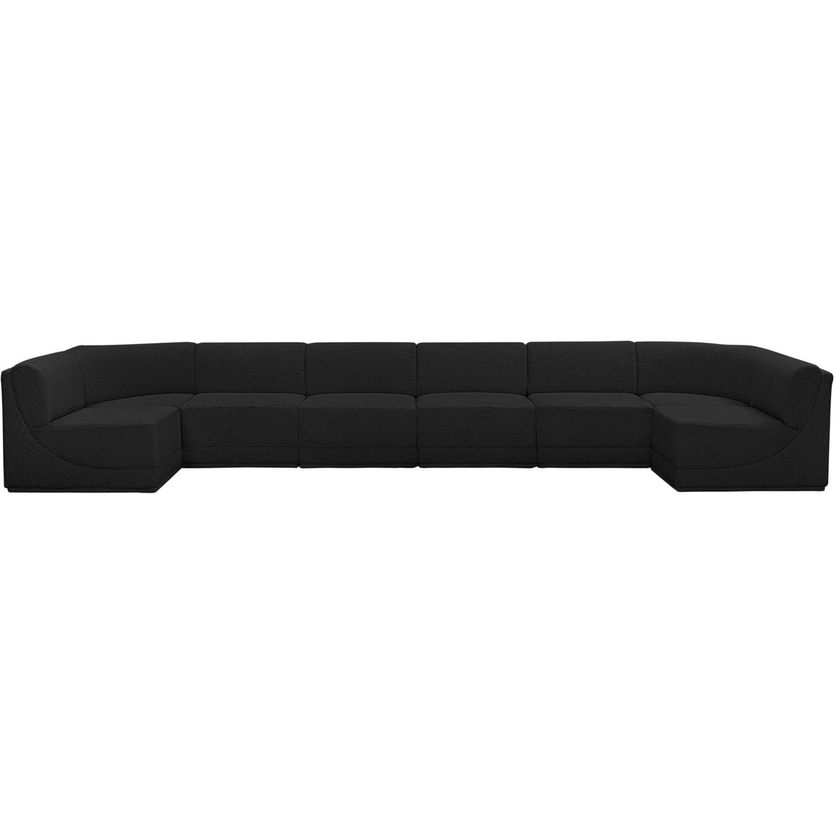 Ollie 188in Black Boucle Fabric Upholstered 8 Piece Modular Sectional Sofa