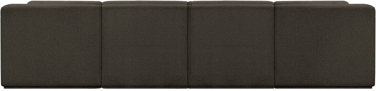 Ollie 128in Brown Boucle Fabric Upholstered 4 Piece Modular Sofa