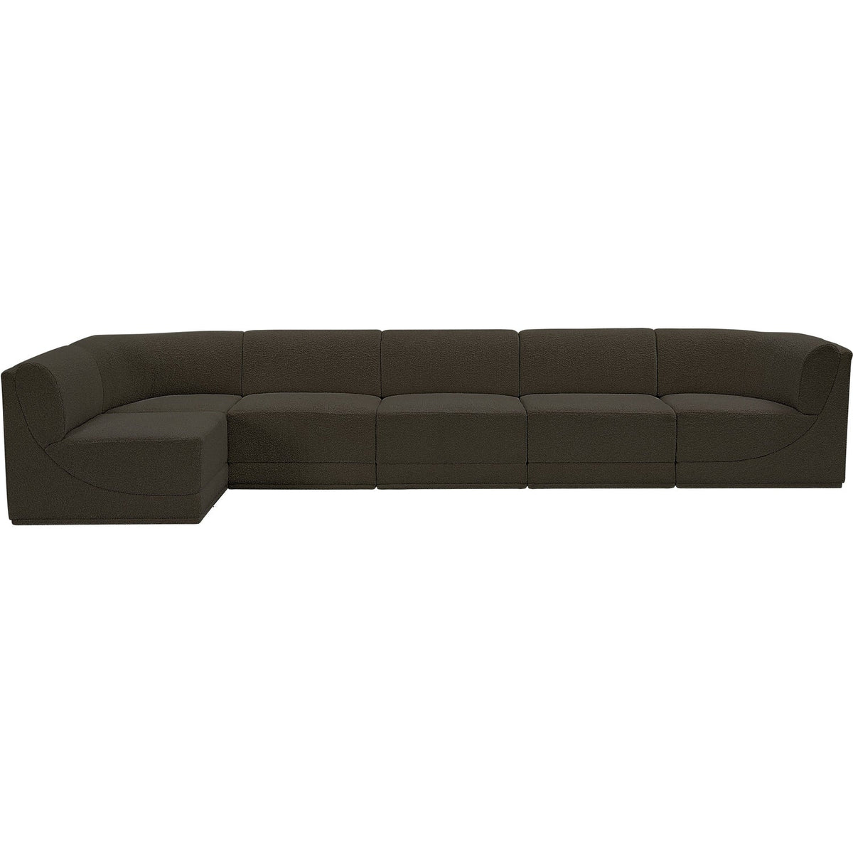 Ollie 158in Brown Boucle Fabric Upholstered 6 Piece Modular Sectional Sofa