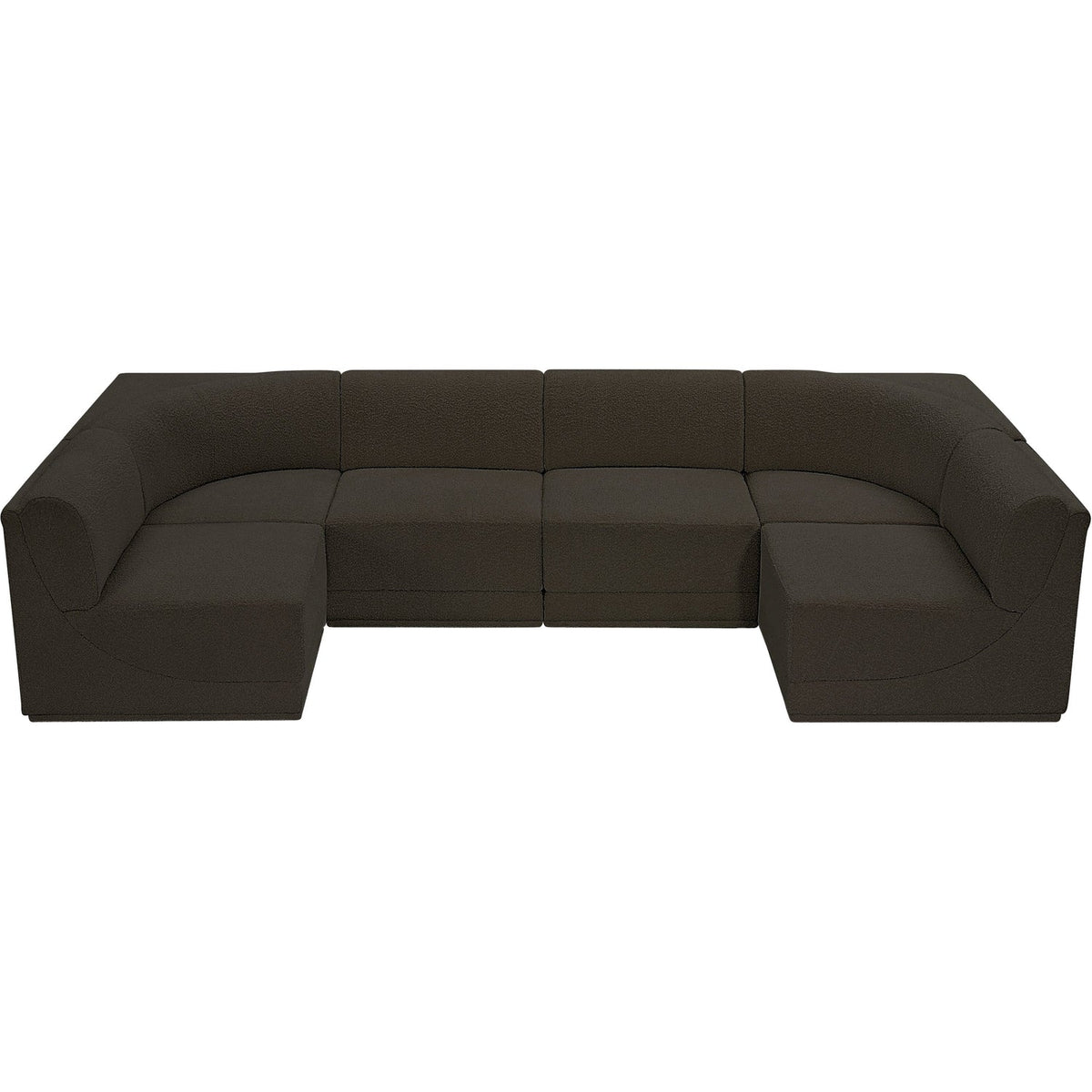 Ollie 128in Brown Boucle Fabric Upholstered 6 Piece Modular Sectional Sofa