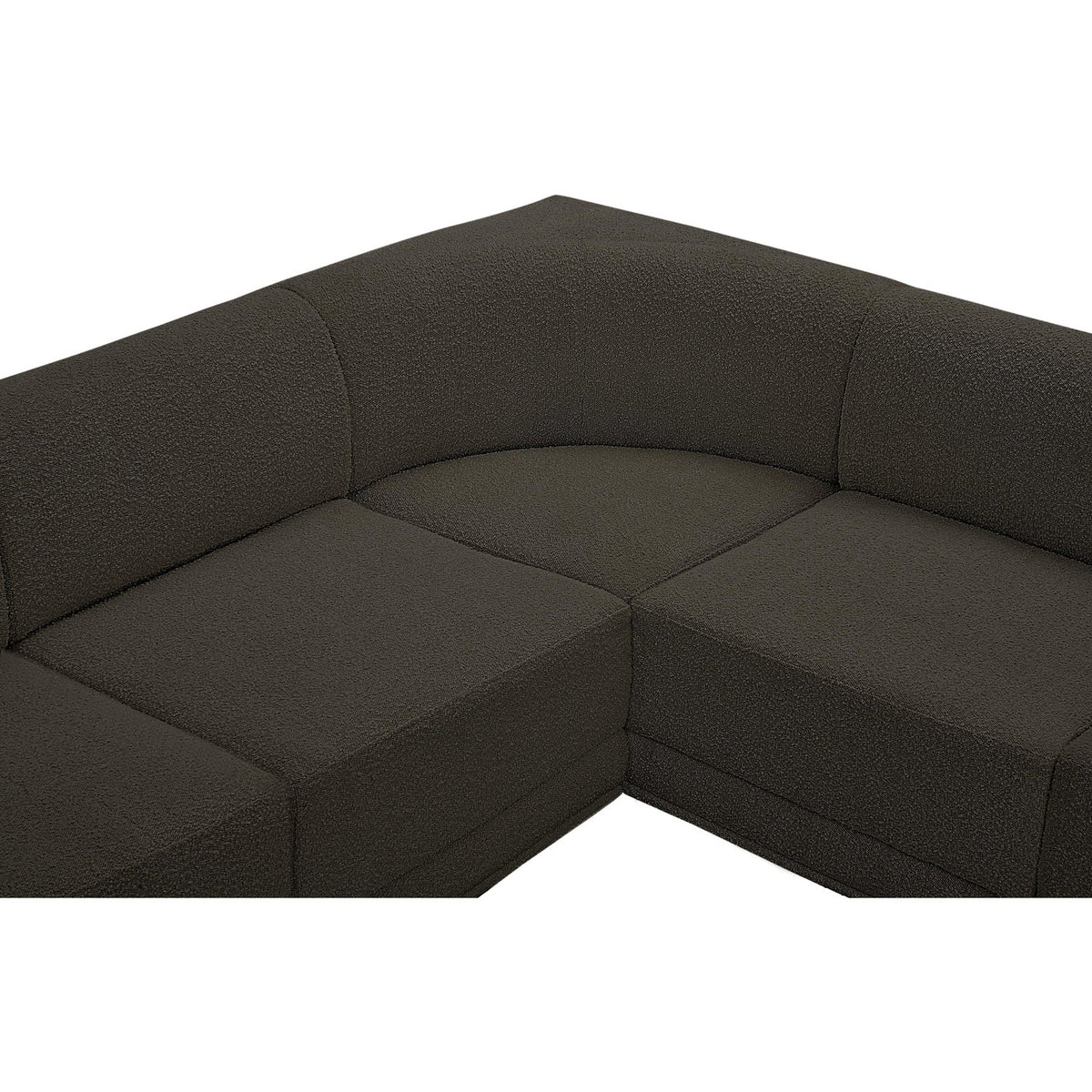 Ollie 128in Brown Boucle Fabric Upholstered 6 Piece Modular Sectional Sofa