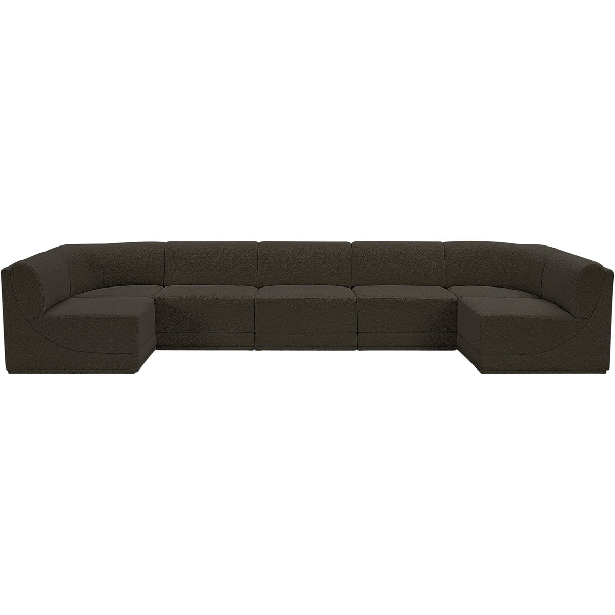 Ollie 158in Brown Boucle Fabric Upholstered 7 Piece Modular Sectional Sofa