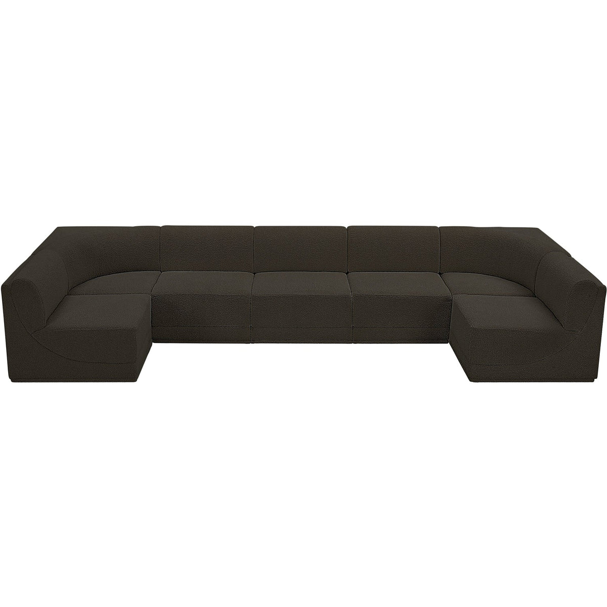 Ollie 158in Brown Boucle Fabric Upholstered 7 Piece Modular Sectional Sofa