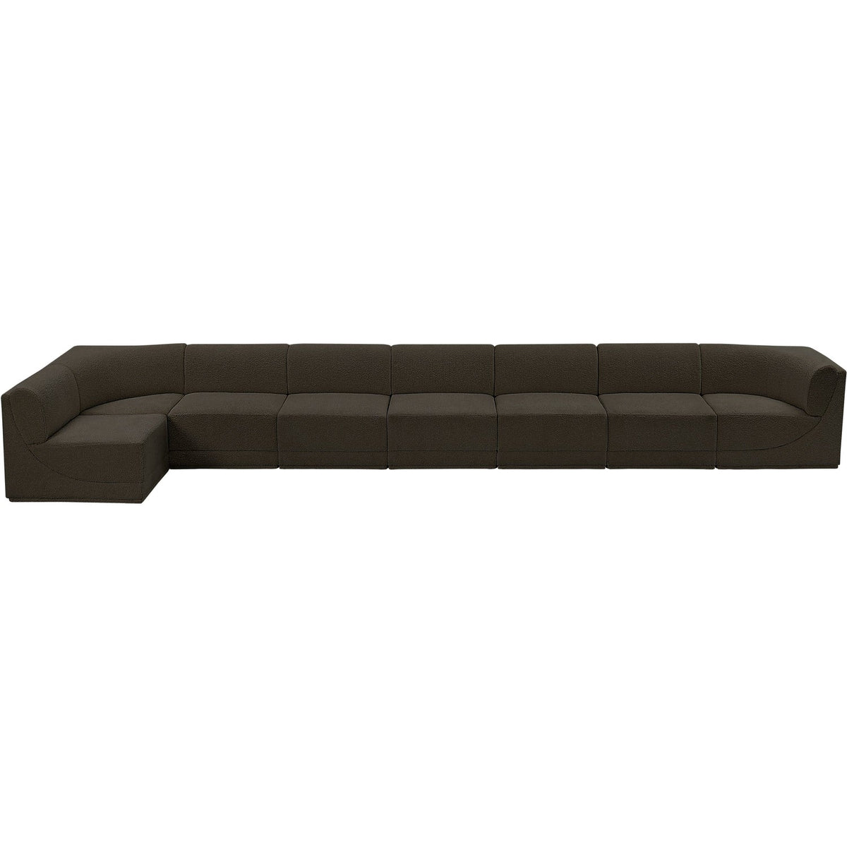 Ollie 218in Brown Boucle Fabric Upholstered 8 Piece Modular Sectional Sofa