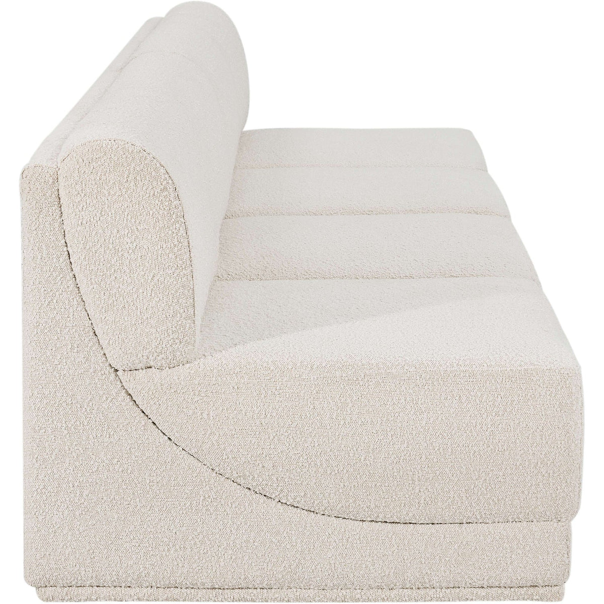 Ollie 120in Cream Boucle Fabric Upholstered 4 Piece Armless Modular Sofa