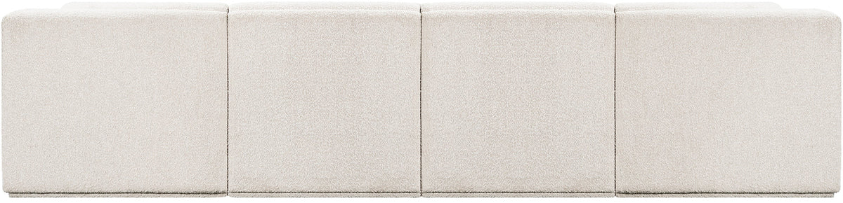 Ollie 128in Cream Boucle Fabric Upholstered 4 Piece Modular Sofa