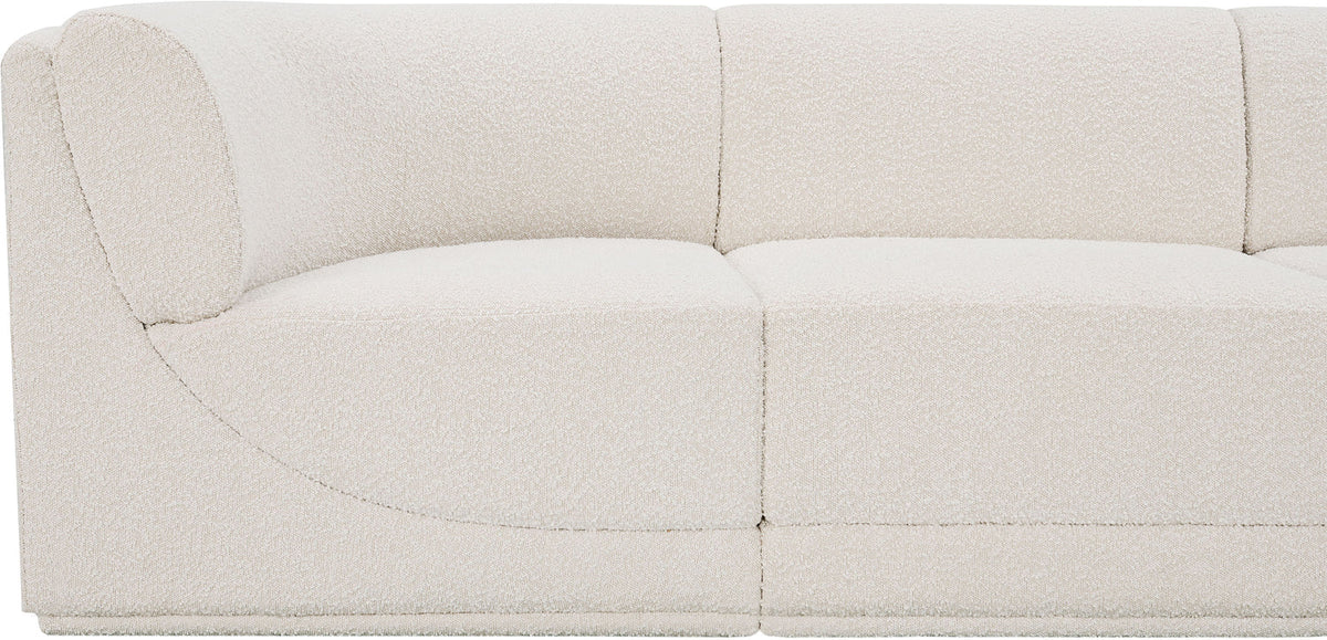 Ollie 128in Cream Boucle Fabric Upholstered 4 Piece Modular Sofa