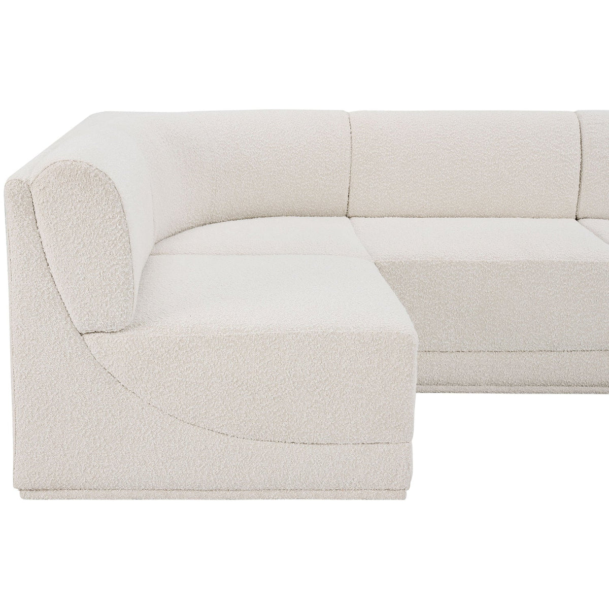 Ollie 158in Cream Boucle Fabric Upholstered 6 Piece Modular Sectional Sofa
