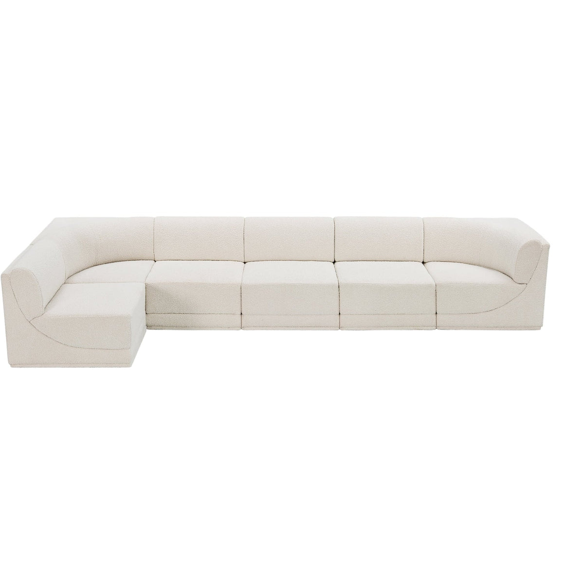 Ollie 158in Cream Boucle Fabric Upholstered 6 Piece Modular Sectional Sofa