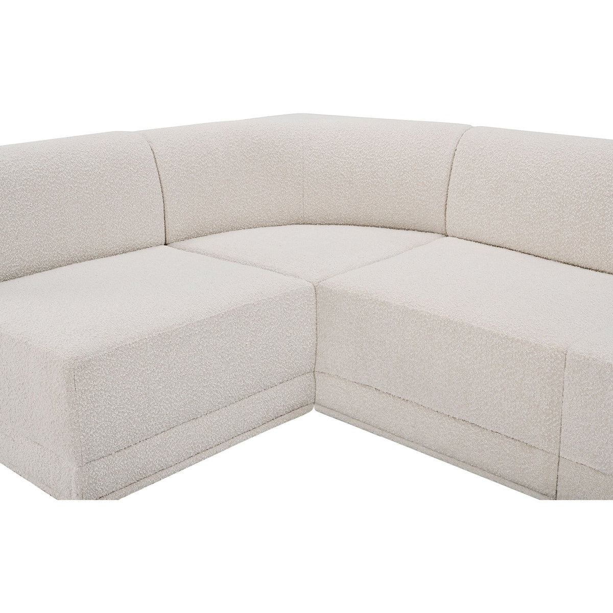 Ollie 128in Cream Boucle Fabric Upholstered 6 Piece Modular Sectional Sofa