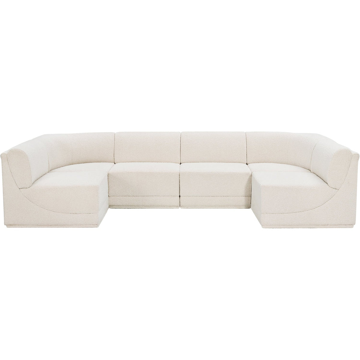 Ollie 128in Cream Boucle Fabric Upholstered 6 Piece Modular Sectional Sofa