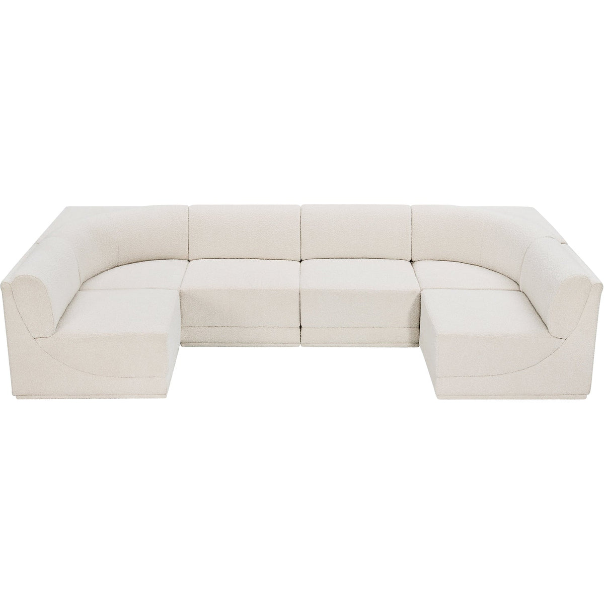 Ollie 128in Cream Boucle Fabric Upholstered 6 Piece Modular Sectional Sofa