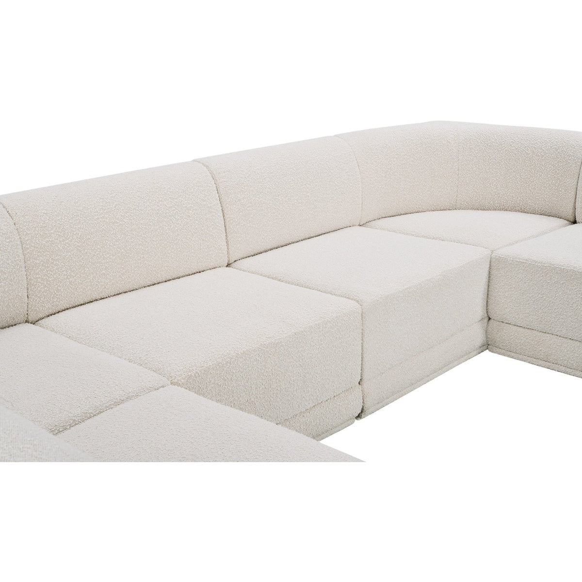 Ollie 158in Cream Boucle Fabric Upholstered 7 Piece Modular Sectional Sofa