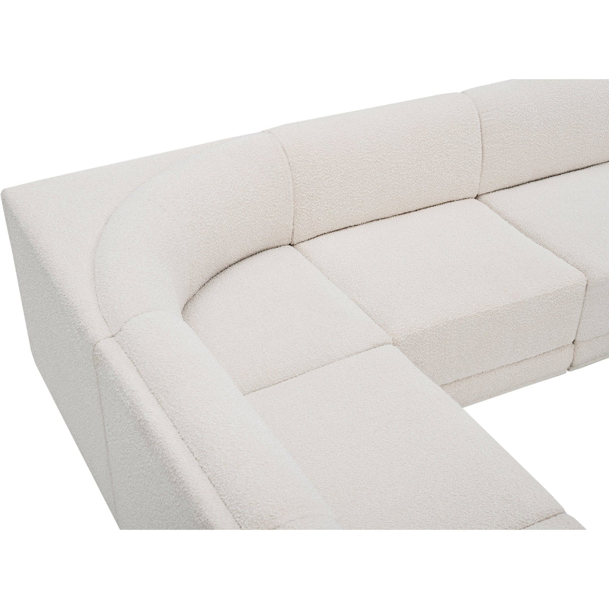 Ollie 128in Cream Boucle Fabric Upholstered 8 Piece Modular Sectional Sofa