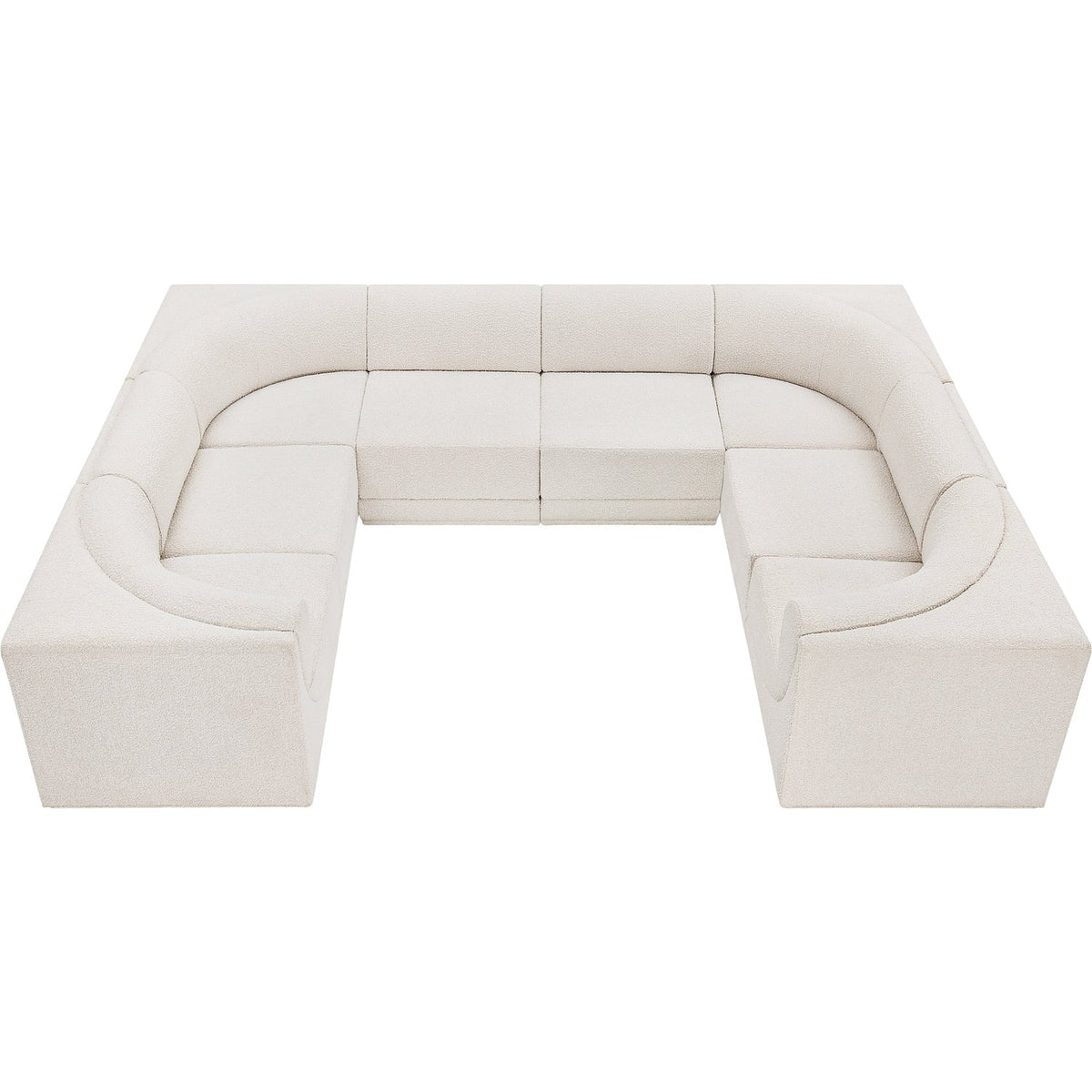 Ollie 128in Cream Boucle Fabric Upholstered 8 Piece Modular Sectional Sofa