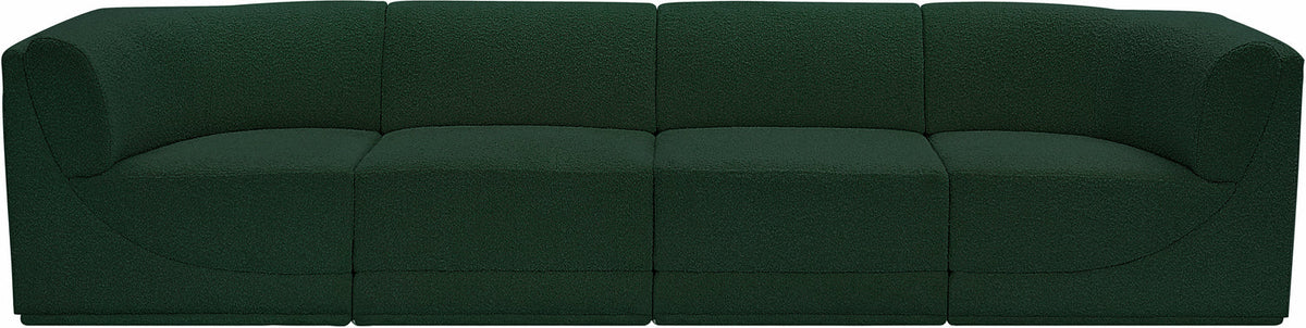 Ollie 128in Green Boucle Fabric Upholstered 4 Piece Modular Sofa