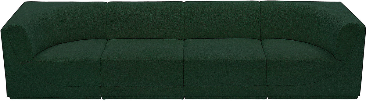 Ollie 128in Green Boucle Fabric Upholstered 4 Piece Modular Sofa