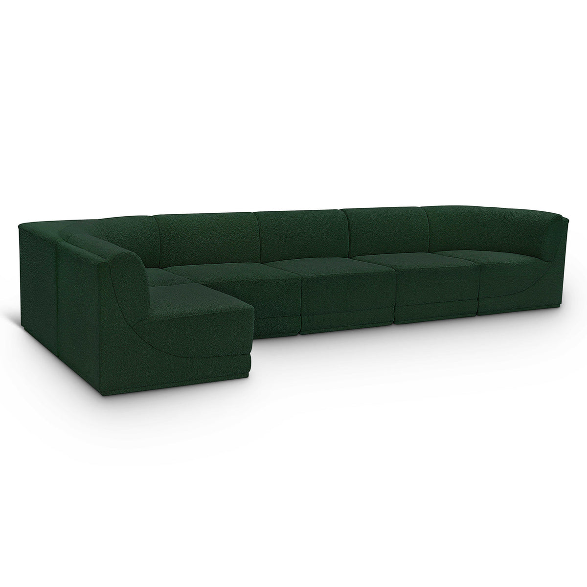 Ollie 158" Green Boucle Fabric Upholstered 6pc. Modular Sectional, primary product view