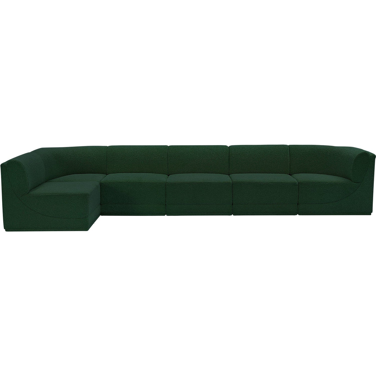 Ollie 158in Green Boucle Fabric Upholstered 6 Piece Modular Sectional Sofa