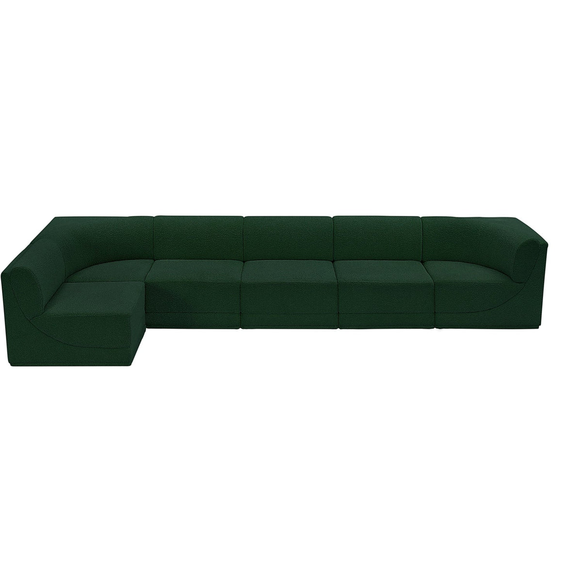Ollie 158in Green Boucle Fabric Upholstered 6 Piece Modular Sectional Sofa